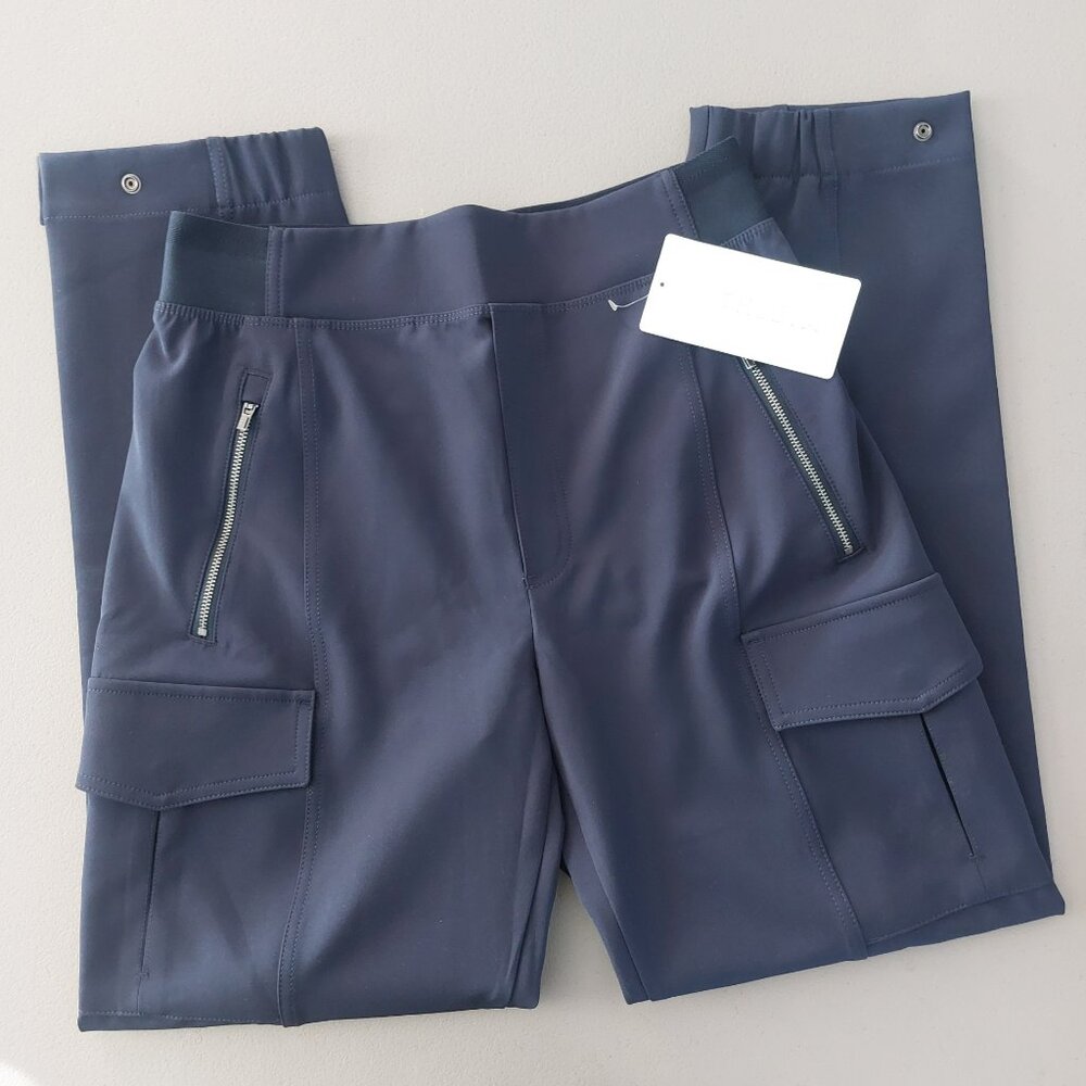 Athleta High Rise Cargo Pants 4 Navy Blue Travel Work Wrinkle Free NEW Pockets - Picture 3 of 12